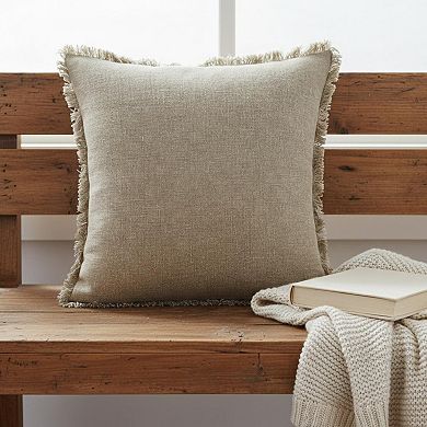 HomeRoots 20" X 20" Tan And Ivory Linen Zippered Pillow