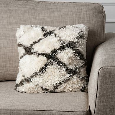 HomeRoots 20" Black And White Fabric Geometric Throw Pillow