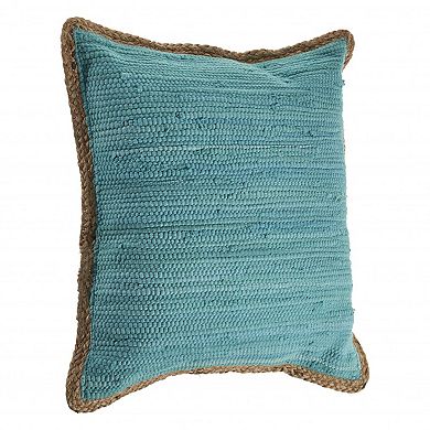 HomeRoots 20" Turquoise And Tan Cotton Color Block Throw Pillow