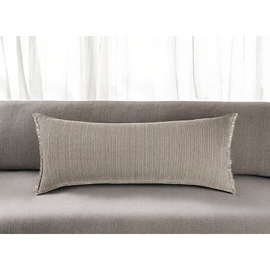 HomeRoots 14" X 36" Tan Linen Throw Pillow with Fringe