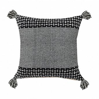 HomeRoots 20" X 20" Black And White 100% Cotton Geometric Zippered Pillow
