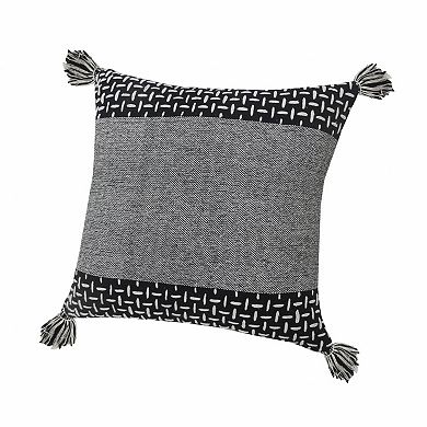 HomeRoots 20" X 20" Black And White 100% Cotton Geometric Zippered Pillow