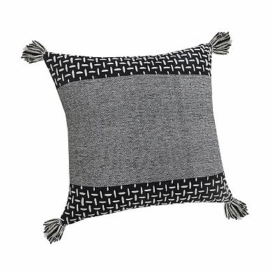 HomeRoots 20" X 20" Black And White 100% Cotton Geometric Zippered Pillow