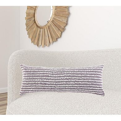 HomeRoots 14" X 36" Purple and Cream Throw Pillow