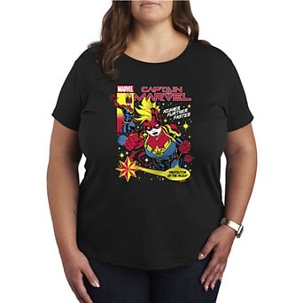 Plus Size Marvel Captain Marvel Comic Cover Graphic Tee