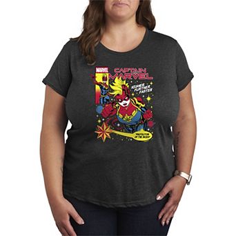 Plus Size Marvel Captain Marvel Comic Cover Graphic Tee