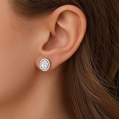 Sterling Silver Oval Halo Earrings