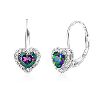 Sterling Silver Leverback Mystic Heart Earrings
