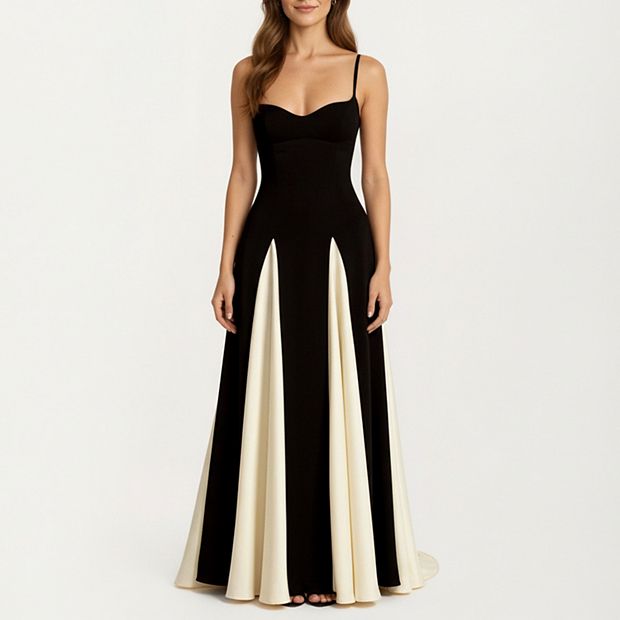 slim fit dress slacks NumberSea-Fitted Spaghetti Straps Pleats with Side Slit Train Party Prom  Evening Dress main image 0