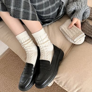 Women's 7-Pair Cable Knit Crew Socks Texture Cozy Everyday Socks for Gifting and Cold Weather Wear