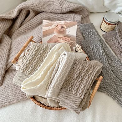 Women's 7-Pair Cable Knit Crew Socks Texture Cozy Everyday Socks for Gifting and Cold Weather Wear