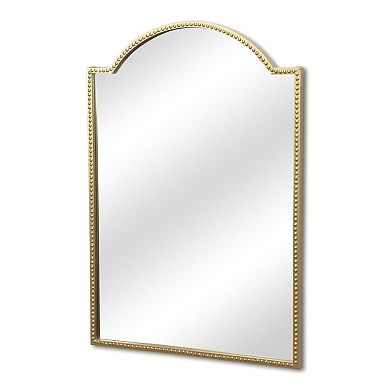 HomeRoots 32" Gold Metal Beaded Arch Accent Mirror