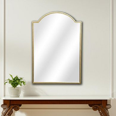 HomeRoots 32" Gold Metal Beaded Arch Accent Mirror