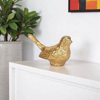 HomeRoots 5" Gold Cast Iron Bird Figurine
