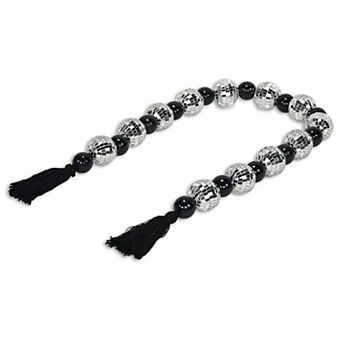 HomeRoots 48" Black And Silver Bling Bling Beads Decorative Tassel