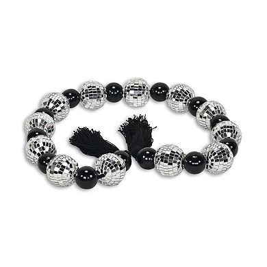 HomeRoots 48" Black And Silver Bling Bling Beads Decorative Tassel