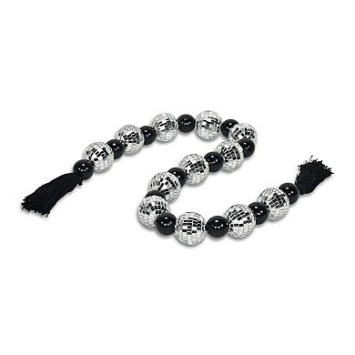 HomeRoots 48" Black And Silver Bling Bling Beads Decorative Tassel