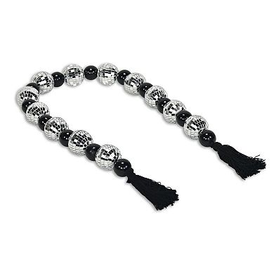 HomeRoots 48" Black And Silver Bling Bling Beads Decorative Tassel