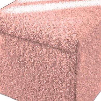 HomeRoots 12" White Boucle Cube Storage Ottoman