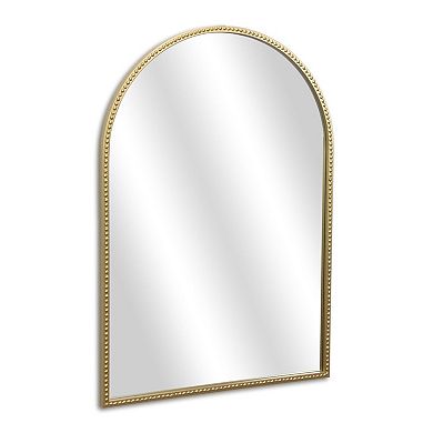 HomeRoots 34" Gold Metal Beaded Arch Accent Mirror