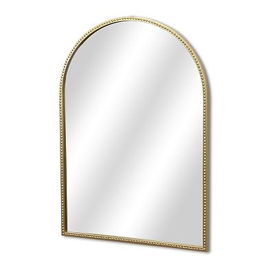 HomeRoots 34" Gold Metal Beaded Arch Accent Mirror