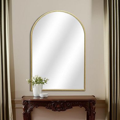HomeRoots 34" Gold Metal Beaded Arch Accent Mirror