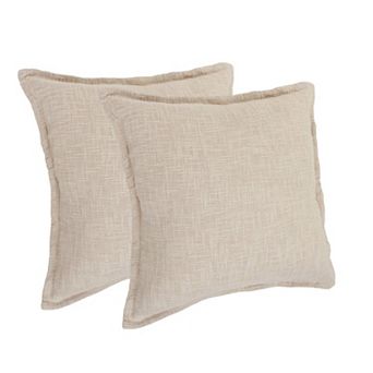 HomeRoots Set of Two 20" Beige Cotton Throw Pillows