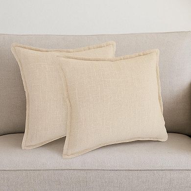 HomeRoots Set of Two 20" Beige Cotton Throw Pillows