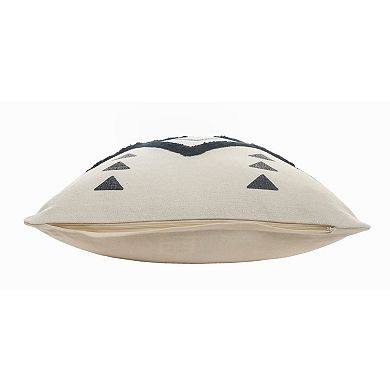 HomeRoots Set of Two 20" Natural And Black Geometric Cotton Throw Pillows with Texture