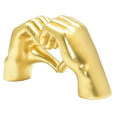 HomeRoots 4" Gold Resin Heart Hands Tabletop Sculpture
