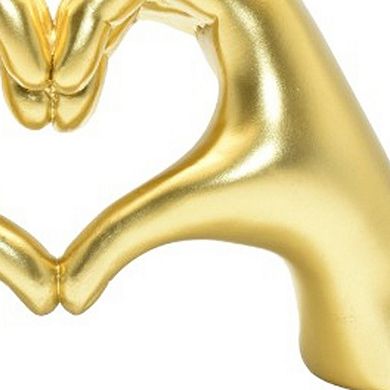 HomeRoots 4" Gold Resin Heart Hands Tabletop Sculpture