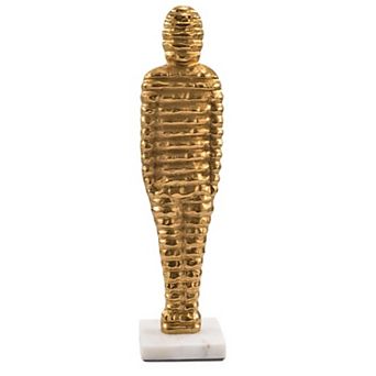 HomeRoots 21" Gold And White Aluminum And Marble Mummy Tabletop Sculpture