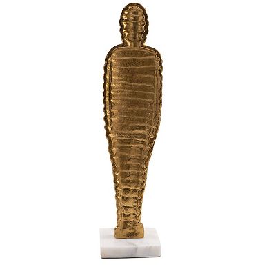 HomeRoots 21" Gold And White Aluminum And Marble Mummy Tabletop Sculpture
