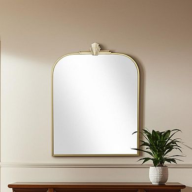 HomeRoots 31" Gold Metal Art Deco Arch Accent Mirror