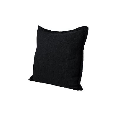 HomeRoots Set of Two 20" Black Cotton Throw Pillows with Fringe