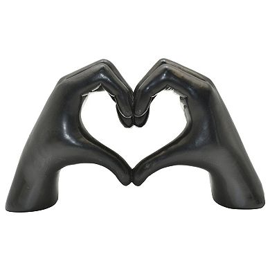HomeRoots 4" Black Resin Heart Hands Tabletop Sculpture