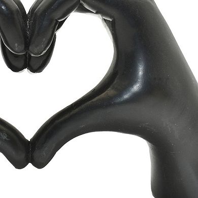 HomeRoots 4" Black Resin Heart Hands Tabletop Sculpture