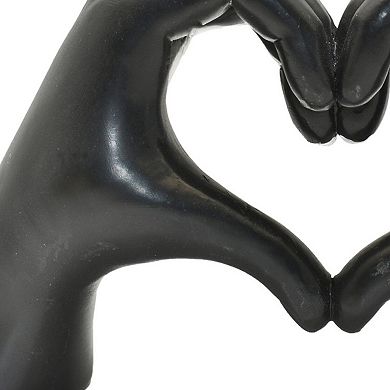 HomeRoots 4" Black Resin Heart Hands Tabletop Sculpture