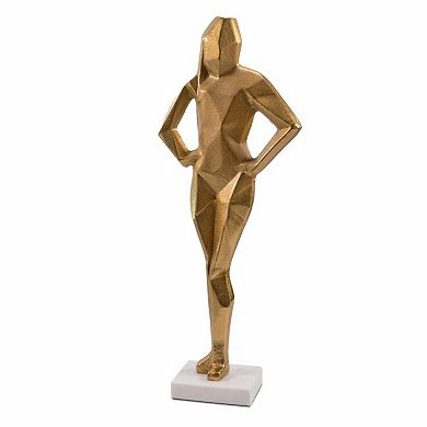 HomeRoots 24" Gold And White Aluminum And Marble Woman Tabletop Sculpture