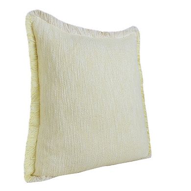 HomeRoots Set of Two 20" Lemon Cotton Throw Pillows with Fringe