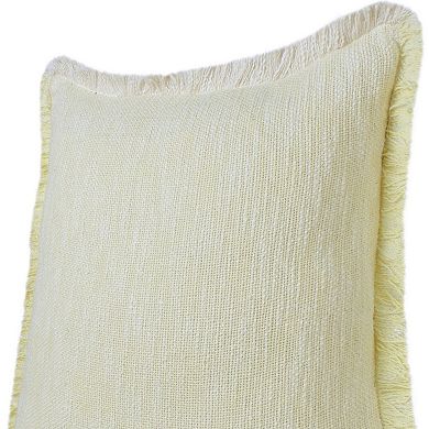 HomeRoots Set of Two 20" Lemon Cotton Throw Pillows with Fringe