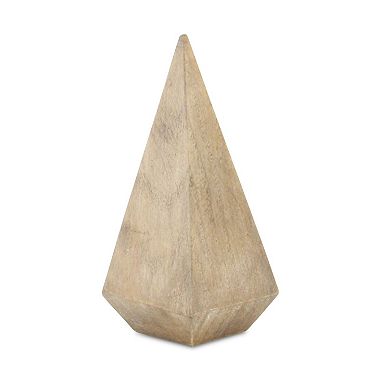 HomeRoots 6" Natural Solid Wood Pyramid Decorative Sculpture