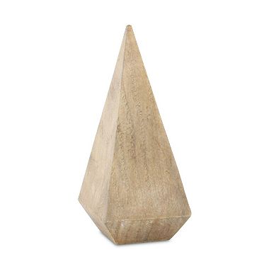HomeRoots 6" Natural Solid Wood Pyramid Decorative Sculpture