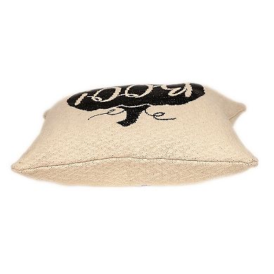 HomeRoots 20" x 20" Cream Black Pumpkin Boo Square Accent Throw Pillow