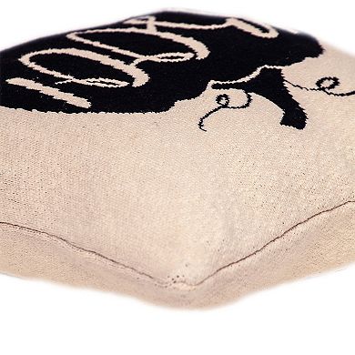 HomeRoots 20" x 20" Cream Black Pumpkin Boo Square Accent Throw Pillow