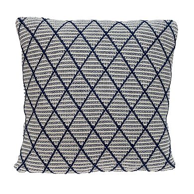 HomeRoots 20" x 20" Blue Argyle Transitional Accent Throw Pillow