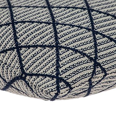 HomeRoots 20" x 20" Blue Argyle Transitional Accent Throw Pillow