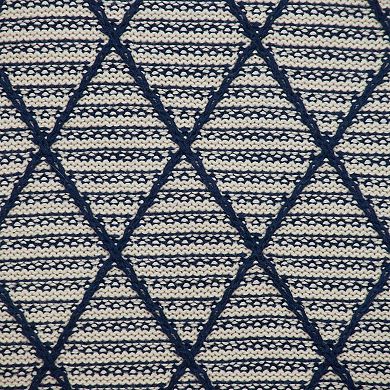 HomeRoots 20" x 20" Blue Argyle Transitional Accent Throw Pillow