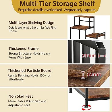 35.8in Mini Fridge Stand with Storage Shelf,5-Tier Microwave Stand,with Adjustable Adjustable Shelve