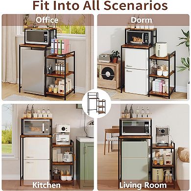 35.8in Mini Fridge Stand with Storage Shelf,5-Tier Microwave Stand,with Adjustable Adjustable Shelve
